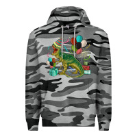 Slate Camo party t rex Premium Hoodie - MaliasSmallBusiness