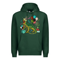 Sports Green party t rex Premium Hoodie - MaliasSmallBusiness