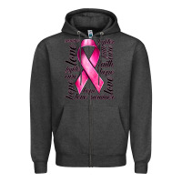 Charcoal Heather Breast Cancer Ribbon Hope Love Faith Zipper Hoodie - texasbilliewilder