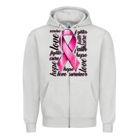 Dove Grey Breast Cancer Ribbon Hope Love Faith Zipper Hoodie - texasbilliewilder