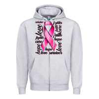 Heather Grey Breast Cancer Ribbon Hope Love Faith Zipper Hoodie - texasbilliewilder
