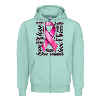 Breast Cancer Ribbon Hope Love Faith Zipper Hoodie | Teevron