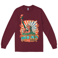 Burgundy retro freedom rocks billie wilder Long Sleeve Tee - texasbilliewilder