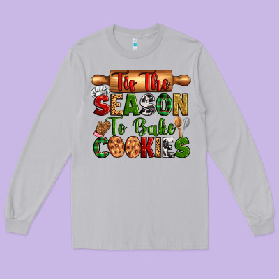 Tis The Season To Bake Cookies Long Sleeve Tee Designed By Zillion Design Studio