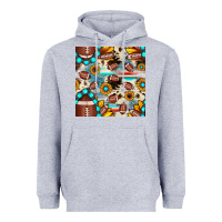 Heather Grey football cowhide sunflower seamless pattern Heavyweight Hoodie - JahusDesignShop