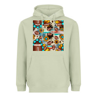 Matcha football cowhide sunflower seamless pattern Heavyweight Hoodie - JahusDesignShop