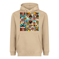Mushroom football cowhide sunflower seamless pattern Heavyweight Hoodie - JahusDesignShop