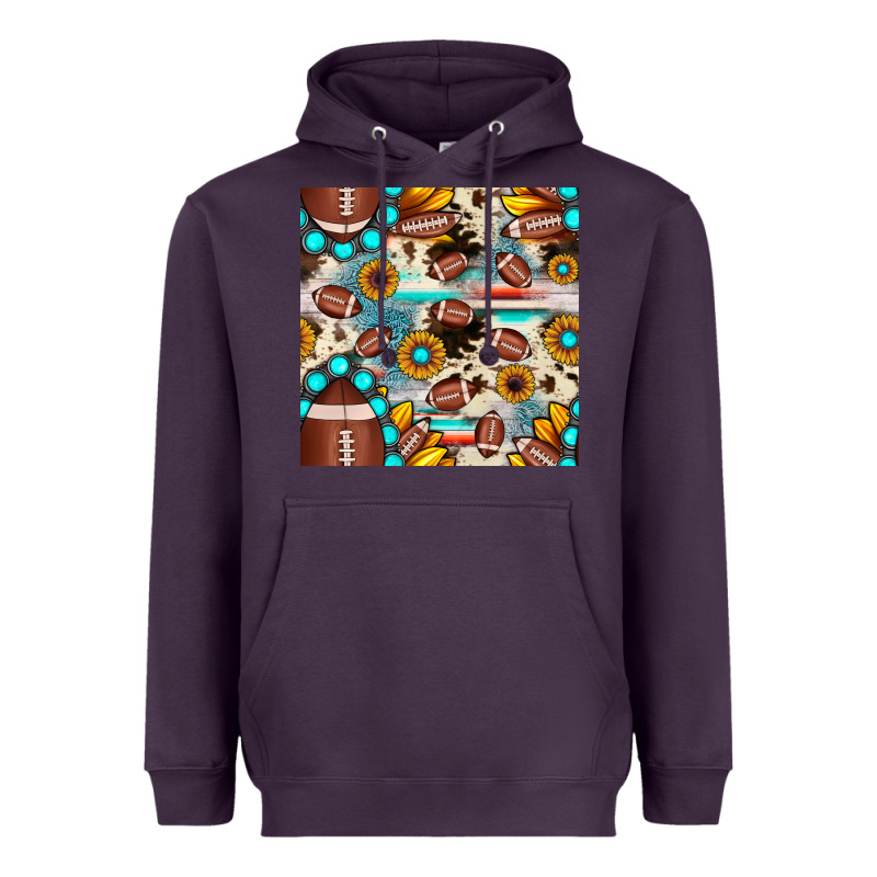 Football Cowhide Sunflower Seamless Pattern Heavyweight Hoodie by JahusDesignShop | Teevron