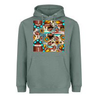 Sage football cowhide sunflower seamless pattern Heavyweight Hoodie - JahusDesignShop