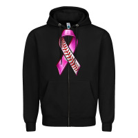 Black Breast Cancer Ribbon Baseball Zipper Hoodie - texasbilliewilder
