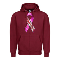 Burgundy Breast Cancer Ribbon Baseball Zipper Hoodie - texasbilliewilder