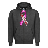 Charcoal Heather Breast Cancer Ribbon Baseball Zipper Hoodie - texasbilliewilder