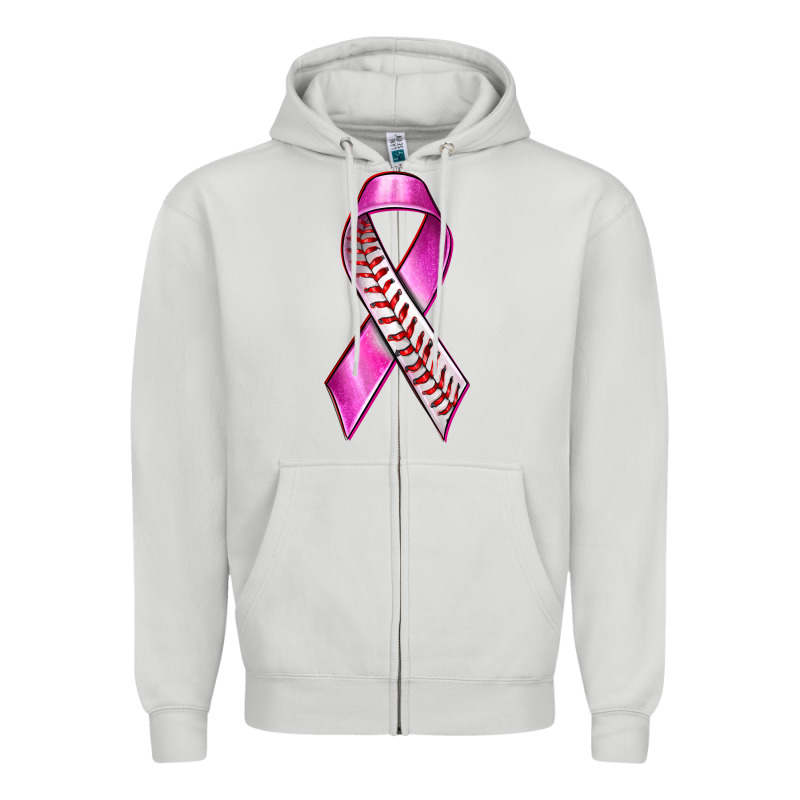 Breast Cancer Ribbon Baseball Zipper Hoodie by texasbilliewilder | Teevron