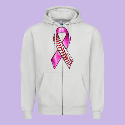 Breast Cancer Ribbon Baseball Zipper Hoodie Designed By Texasbilliewilder