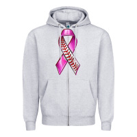 Heather Grey Breast Cancer Ribbon Baseball Zipper Hoodie - texasbilliewilder