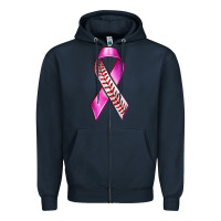 Navy Breast Cancer Ribbon Baseball Zipper Hoodie - texasbilliewilder
