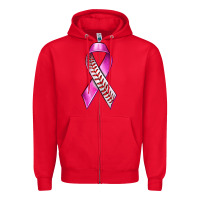 Red Breast Cancer Ribbon Baseball Zipper Hoodie - texasbilliewilder