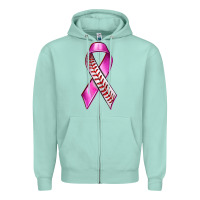 Seafoam Breast Cancer Ribbon Baseball Zipper Hoodie - texasbilliewilder