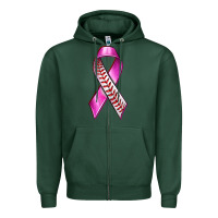 Sports Green Breast Cancer Ribbon Baseball Zipper Hoodie - texasbilliewilder