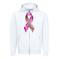 White Breast Cancer Ribbon Baseball Zipper Hoodie - texasbilliewilder