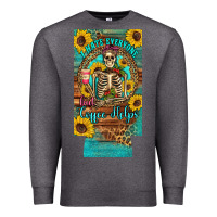 Charcoal Heather i hate everyone but coffee helps western skeleton coffee sunflowers 12 Premium Sweatshirt - Artiststas