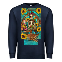 Navy i hate everyone but coffee helps western skeleton coffee sunflowers 12 Premium Sweatshirt - Artiststas