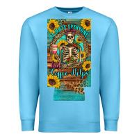 Ocean Blue i hate everyone but coffee helps western skeleton coffee sunflowers 12 Premium Sweatshirt - Artiststas