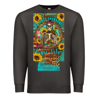Smoke i hate everyone but coffee helps western skeleton coffee sunflowers 12 Premium Sweatshirt - Artiststas