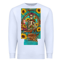 White i hate everyone but coffee helps western skeleton coffee sunflowers 12 Premium Sweatshirt - Artiststas