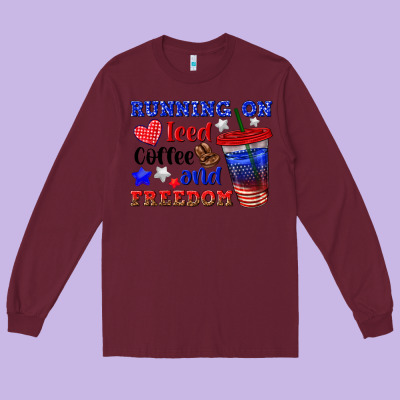 Long Sleeve Tee running on iced coffe and freedom