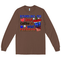 Chestnut running on iced coffe and freedom Long Sleeve Tee - texasbilliewilder