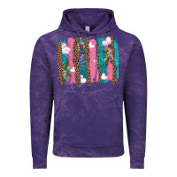 Cloud Purple v.d turquoise leopard and flowers  brushstrokes Vintage Hoodie - AdoDesignShop