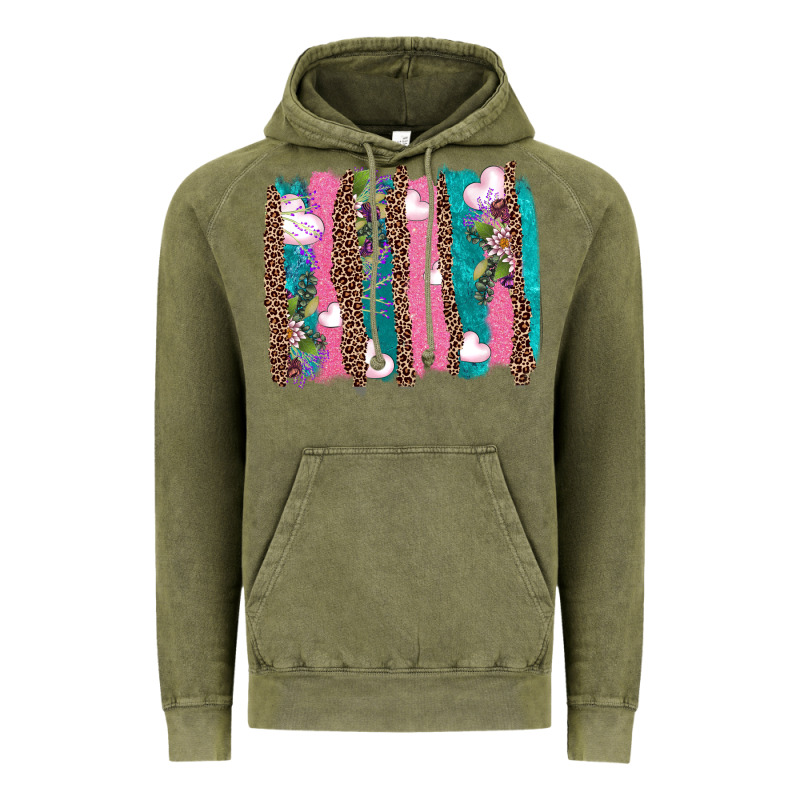 V.d Turquoise Leopard And Flowers  Brushstrokes Vintage Hoodie by AdoDesignShop | Teevron