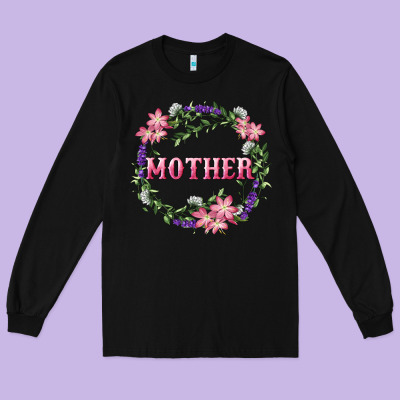 Long Sleeve Tee mother with floral wreath