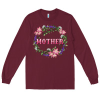 Burgundy mother with floral wreath Long Sleeve Tee - RanaPortraitStore