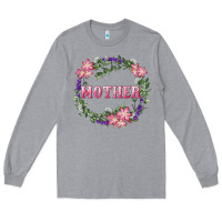 Heather Grey mother with floral wreath Long Sleeve Tee - RanaPortraitStore