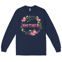 Navy mother with floral wreath Long Sleeve Tee - RanaPortraitStore
