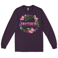 Plum mother with floral wreath Long Sleeve Tee - RanaPortraitStore
