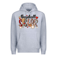 Heather Grey baseball sister Premium Hoodie - MaliasSmallBusiness