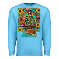 Ocean Blue i hate everyone but coffee helps western skeleton coffee sunflowers 12 Premium Sweatshirt - Artiststas