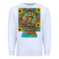 White i hate everyone but coffee helps western skeleton coffee sunflowers 12 Premium Sweatshirt - Artiststas
