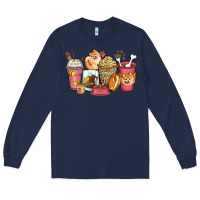Navy pomeranian coffee cups Long Sleeve Tee - Zillion Design Studio