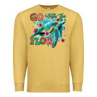 Antique Gold go with the flow floral turtle Premium Sweatshirt - Jasminsmagicworld