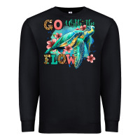 Black go with the flow floral turtle Premium Sweatshirt - Jasminsmagicworld