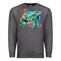 Charcoal Heather go with the flow floral turtle Premium Sweatshirt - Jasminsmagicworld