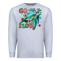 Heather Grey go with the flow floral turtle Premium Sweatshirt - Jasminsmagicworld