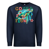 Navy go with the flow floral turtle Premium Sweatshirt - Jasminsmagicworld
