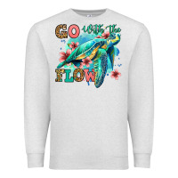 Oatmeal Heather go with the flow floral turtle Premium Sweatshirt - Jasminsmagicworld