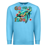 Ocean Blue go with the flow floral turtle Premium Sweatshirt - Jasminsmagicworld