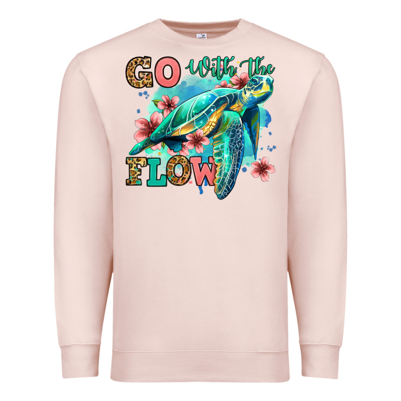 Go With The Flow Floral Turtle Premium Sweatshirt by Jasminsmagicworld | Teevron